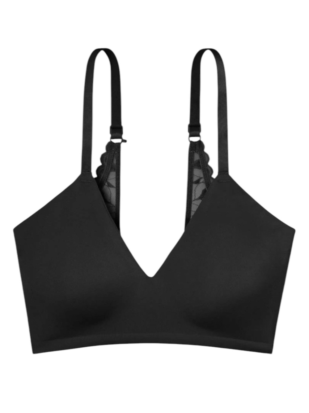 True & Co. Women's Everybody Boost Plunge Padded Bralette Black Size L NWT